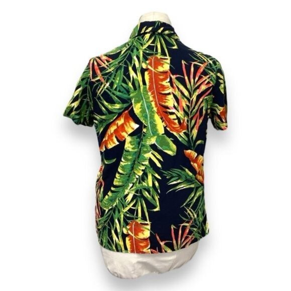 Panama Jack Women’s Button Front Linen Blend Hawaiian Shirt, Black, size S - Picture 4 of 7